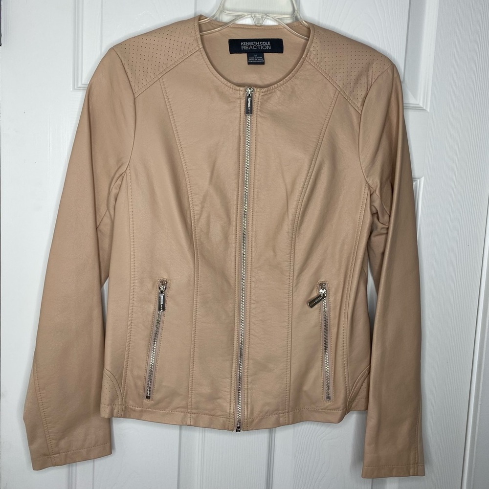 Kenneth Cole Faux Leather Jacket Size M  NWOT Tan